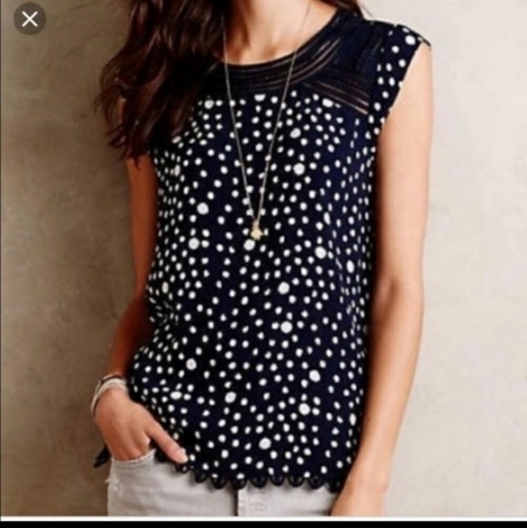 Anthropologie polka dot exposed buttons blouse - Picture 12 of 13